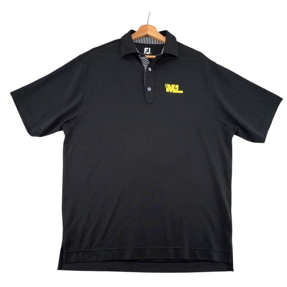 FootJoy Polo Shirt Mens XL Black Performance Golf Shirt Embroidered Logo